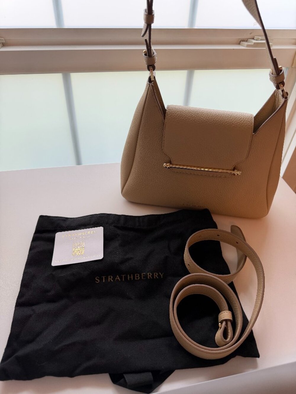 PRISTINE Strathberry Multrees Hobo Bag - Tan Grained Leather